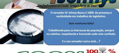 Vereador Dr. Johnys tem 100% de presença nas sessões