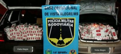 A PMRE de Vista Alegre apreendes veículos carregados de cigarros
