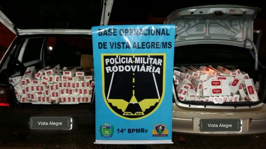 A PMRE de Vista Alegre apreendes veículos carregados de cigarros