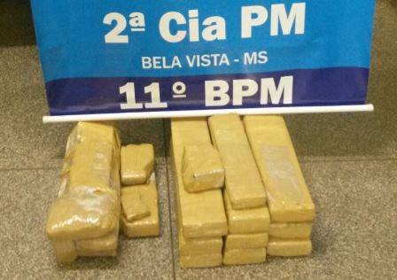 Policias Militares de Bela Vista prendem homem com 22 Kg de maconha