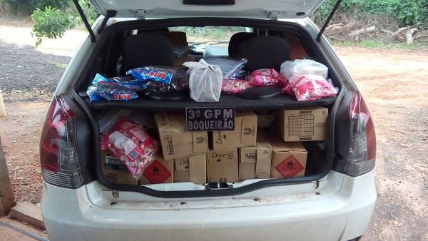 Polícia Militar do Distrito de Boqueirão apreende produtos paraguaios trazidos ilegalmente ao país