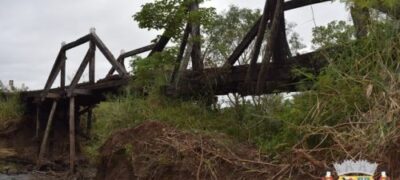 Ponte no Apa Mi e interditada pela Defesa Civil de Bela Vista
