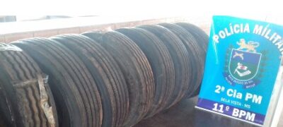 Pneus preso pela Policia Militar de Bela Vista