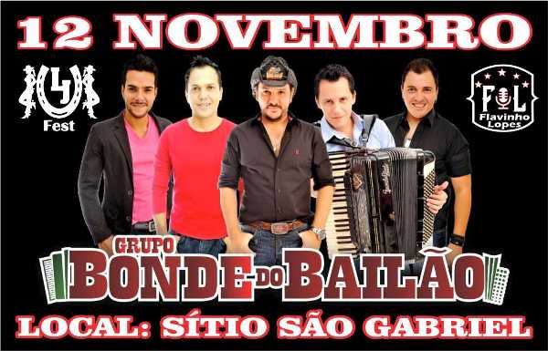 Grupo Bonde do Bailão dia 12 de novembro em Bela Vista