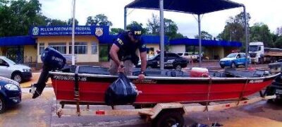 PM de Guia Lopes da Laguna realiza apoio à PRF e Polícia Civil na apreensão de 95 Kg de maconha escondidas em barco