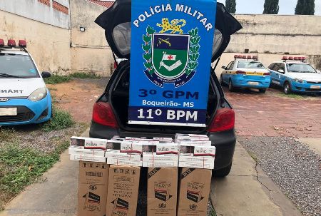 Polícia Militar apreende cigarros contrabandeados durante abordagem no distrito de Boqueirão