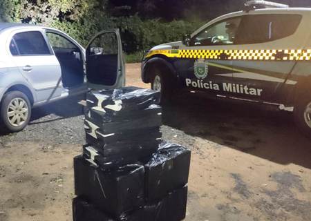 Polícia Militar apreende 500 pacotes de cigarros contrabandeados durante “Operação Hórus”, em Jardim