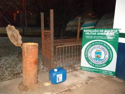 Polícia Militar Ambiental de Bela Vista apreende armadilha de caça de animais silvestres de grande porte