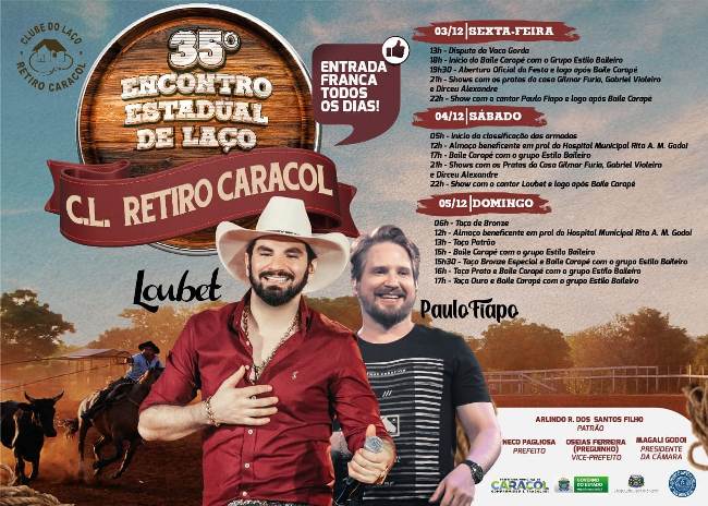 Programação para 35ª Festa do Laço do Clube Retiro Caracol já está completamente definida