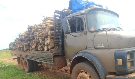 Polícia Militar Ambiental de Campo Grande apreende caminhão com 19 m³ de madeira ilegal e aplica multa de R$ 5,7 mil em infrator