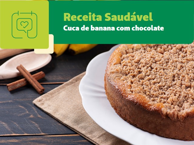 Receita Saudável: cuca de banana com chocolate 