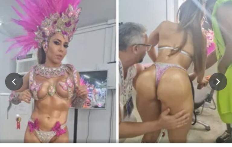 Mulher Melão usa brincos de R$ 25 mil e ensina o ‘photoshop da Avenida para deixar a bunda dura’