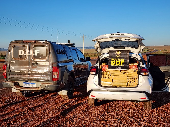 Veículo com mais de 800 quilos de maconha é apreendido pelo DOF na MS-164
