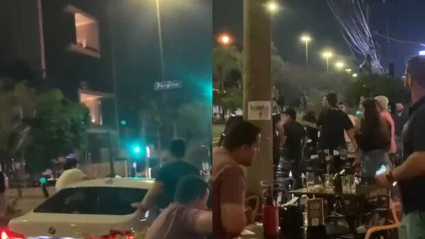 Quebra pau em bar tem até cadeirada em BMW na Afonso Pena (vídeo)