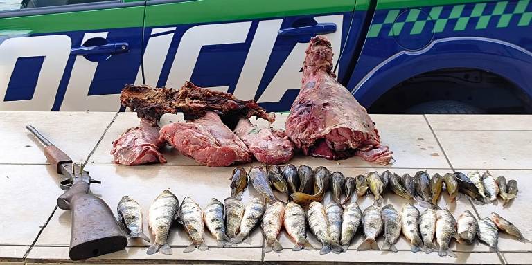 PMA de Águas do Miranda prende dois homens por porte ilegal de arma de fogo, caça ilegal e pesca predatória