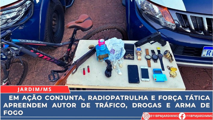 Policia Militar em Jardim apreende autor de tráfico e arma