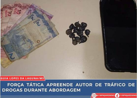 Força Tática apreende autor de tráfico de drogas em Guia Lopes da Laguna  