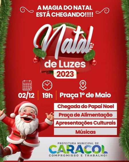 Prefeitura de Caracol confirma abertura do Natal de Luzes para 2 de dezembro