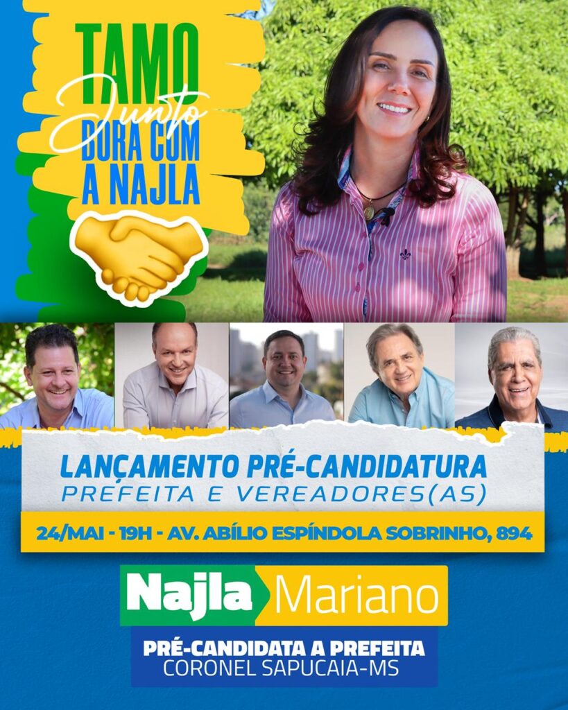 Najla Mariano lança sua pré-candidatura a prefeita de Coronel Sapucaia no próximo dia 24