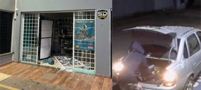 Criminosos usam carro roubado para furtar loja de ferramentas em Campo Grande (vídeo)
