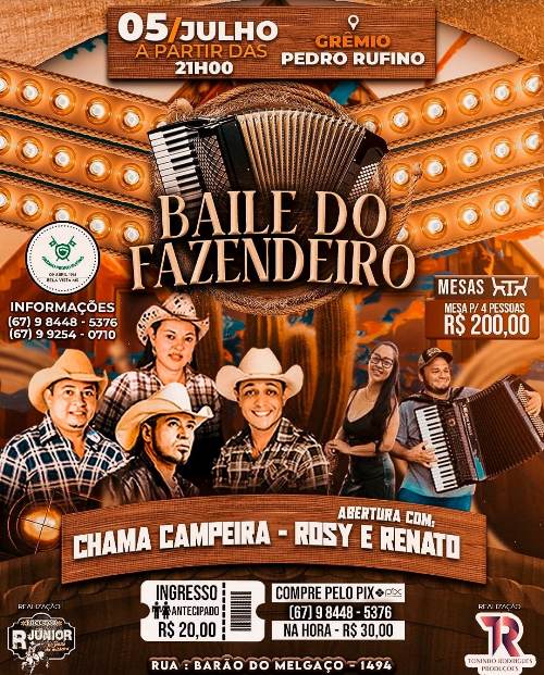 Baile do Fazendeiro promete agitar Bela Vista e região no dia 5 de julho