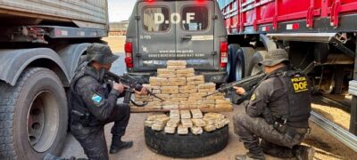 Em Anaurilândia, DOF apreende pasta base de cocaína em estepe de carreta com destino a São Paulo