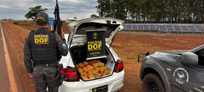 DOF apreende veículo que seguia para o Paraná com drogas em Aral Moreira