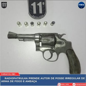 Caracol: PM prende autor de posse irregular de arma de fogo e ameaça
