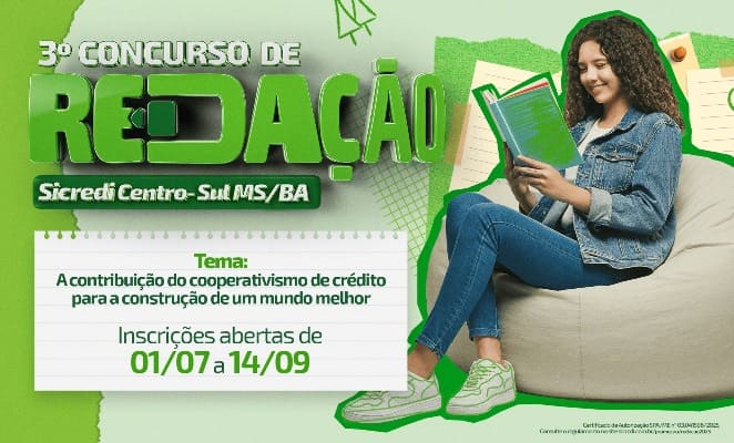 Reta final para inscrições no 3° Concurso de Redação da Sicredi Centro-Sul MS/BA