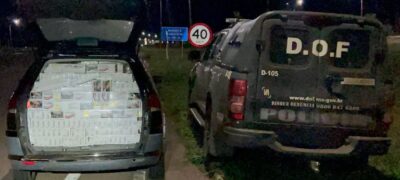 DOF apreende carro abarrotado com cigarros contrabandeados do Paraguai em Bataguassu