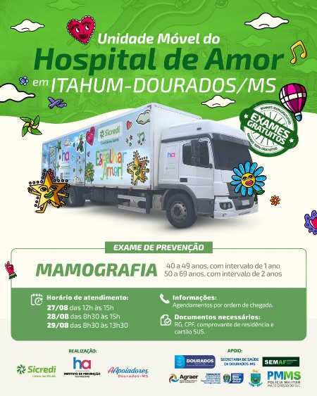 Unidade Móvel do Hospital de Amor realiza exames de mamografia em Itahum