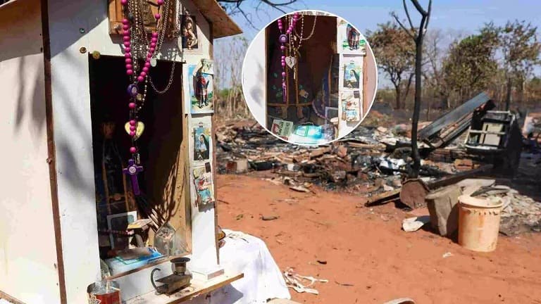 Imagem de Nossa Senhora da Aparecida resiste a incêndio em residência no Noroeste