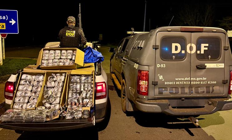 DOF apreende veículo com quase 100 quilos de haxixe em meio a carga de material hospitalar