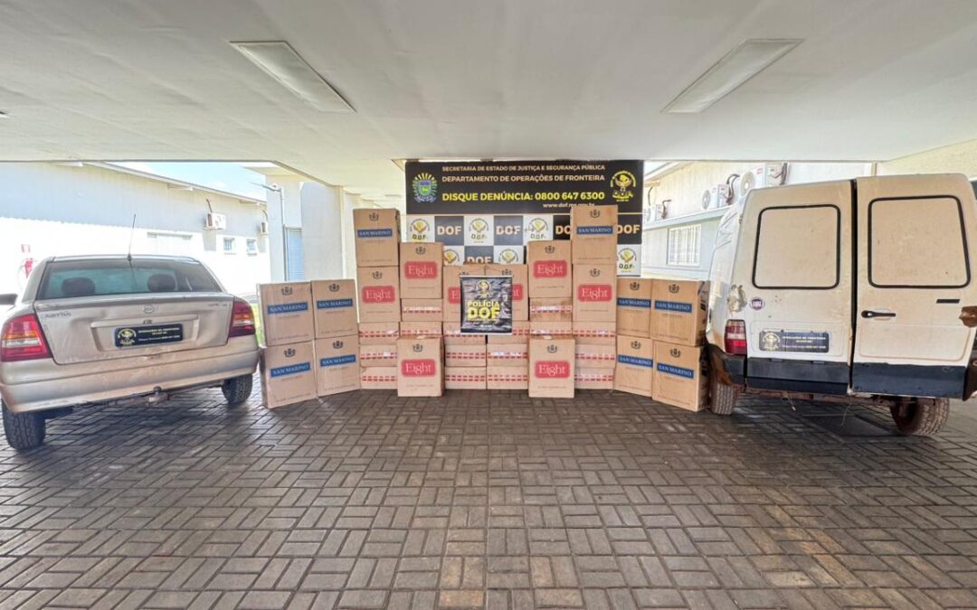 DOF localiza entreposto de cigarros em Dourados e apreende dois veículos carregados