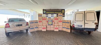 DOF localiza entreposto de cigarros em Dourados e apreende dois veículos carregados