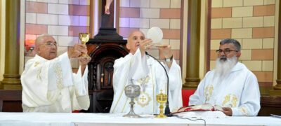 Primeira Missa da Eucaristia é presidida pelo Bispo Dom Cesário Palma na Igreja Santo Afonso, em Bela Vista