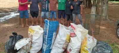 Vigilantes realizam mutirão de limpeza às margens do Rio Apa em Bela Vista