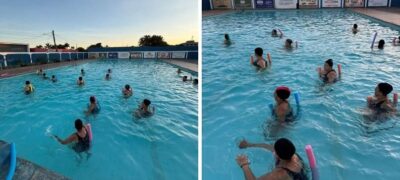 Hidroginástica devolve função social à piscina do Grêmio Pedro Rufino