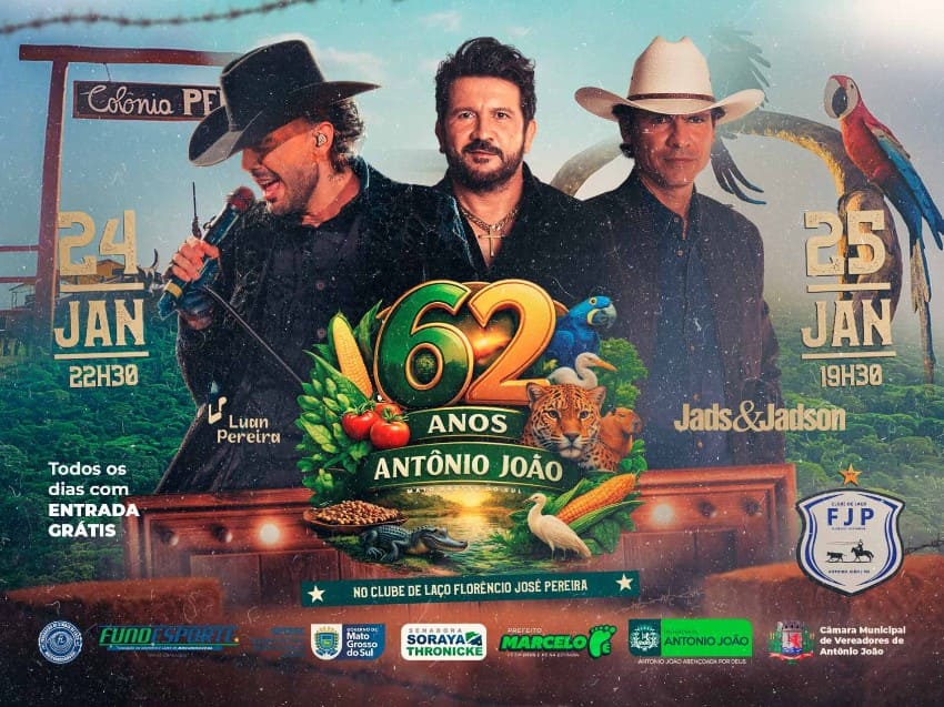 Shows nacionais gratuitos, bailes e a tradição do Laço Comprido movimentam Antônio João em janeiro