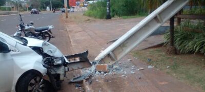 A cada três dias um poste é derrubado por acidente de trânsito no MS