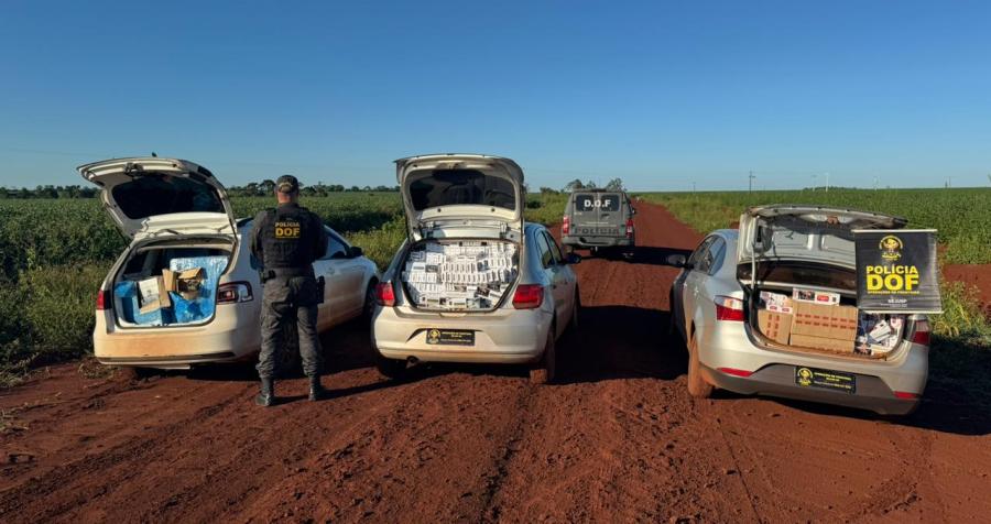 DOF apreende três carros carregados com cigarros contrabandeados após denúncia
