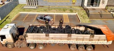 DOF apreende carreta carregada com mais de 160 pneus em Maracaju