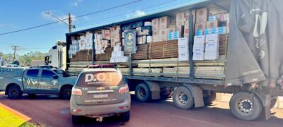 DOF apreende cigarros e agrotóxicos em meio a carga de madeira