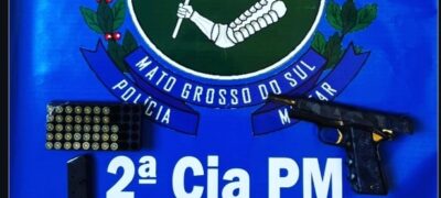 Policia Militar de Bela Vista apreende pistola em almofada durante fiscalização a ônibus da Cruzeiro do Sul 