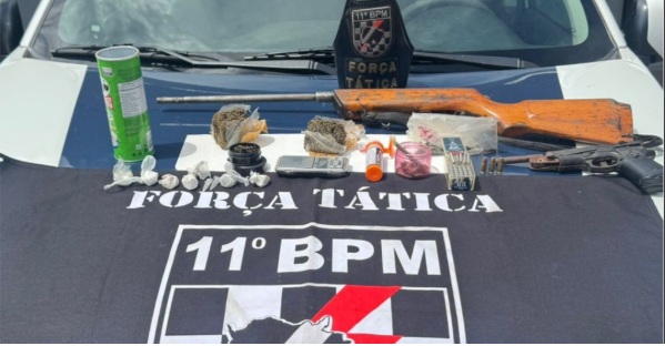 Força Tática prende suspeito por ameaça a estudante e apreende armas de fogos