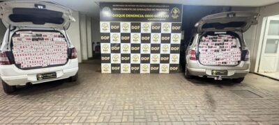 DOF apreende veículos abarrotados com cigarros contrabandeados do Paraguai em Vila Vargas