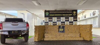 Com apoio de helicóptero, DOF apreende quase duas toneladas de maconha em caminhonete furtada