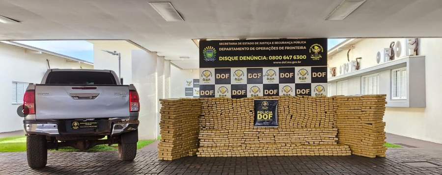 Com apoio de helicóptero, DOF apreende quase duas toneladas de maconha em caminhonete furtada