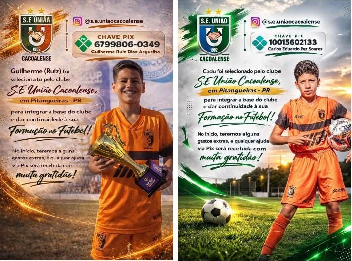 Jovens atletas de Bela Vista buscam apoio para seguir sonho no futebol profissional
