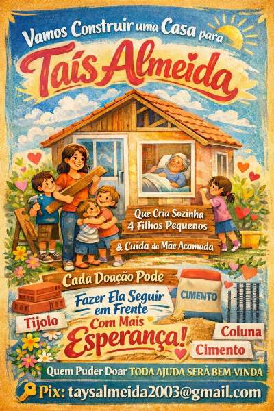 Campanha solidária para construir casa para família de Tais Almeida em Bela Vista
